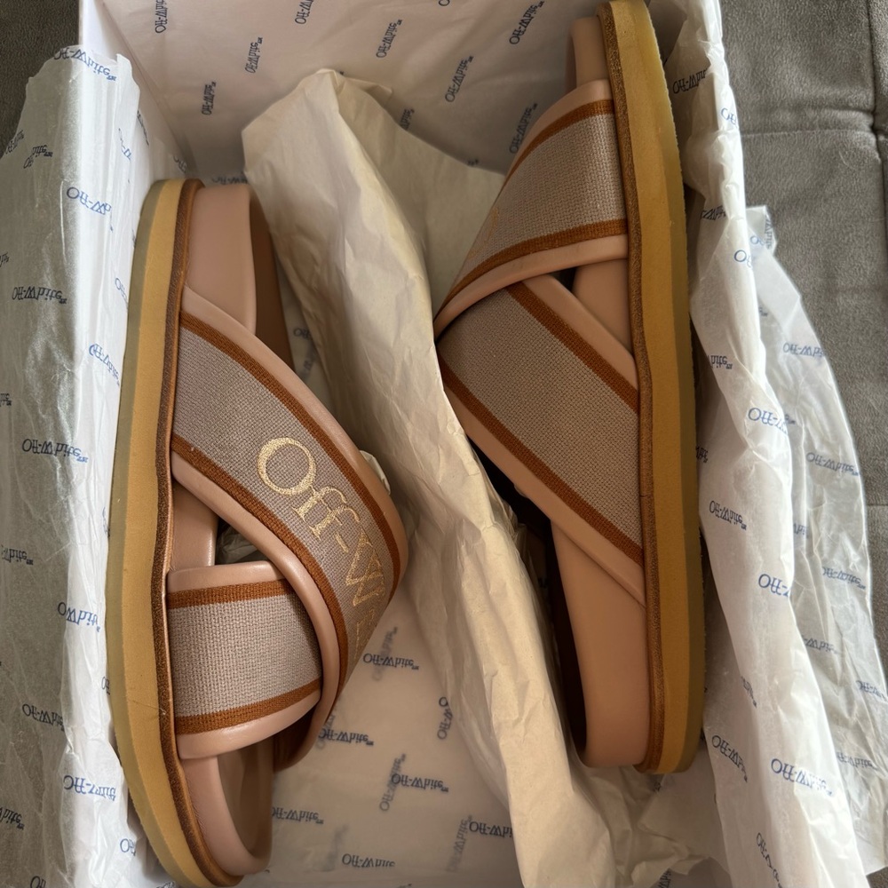 Off-White Criss-Cross Leather Slides -
Size 37 - Picture 4 of 13